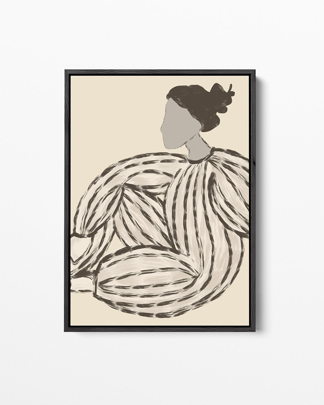 Gestreepte vrouwelijke vorm – staand wanddecoratie kunstwerk