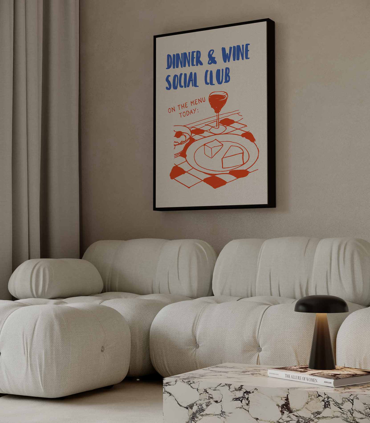 Dinner & Wine Social Club Poster – modern portret kunstwerk van WallArtistic