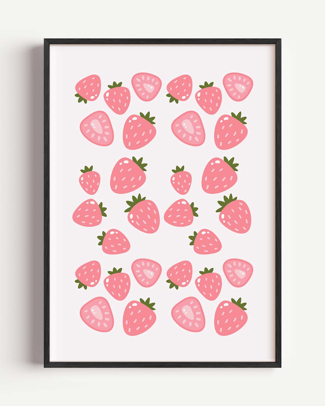 Vrolijke Aardbeien Print – keuken portret poster als wanddecoratie