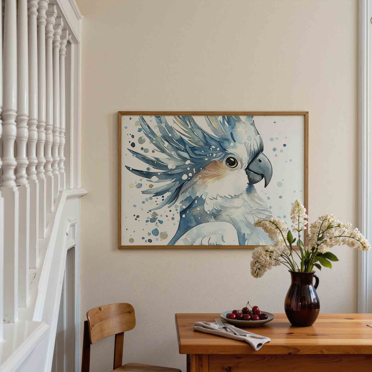 Papegaai met blauwe veren – dieren poster in liggend formaat