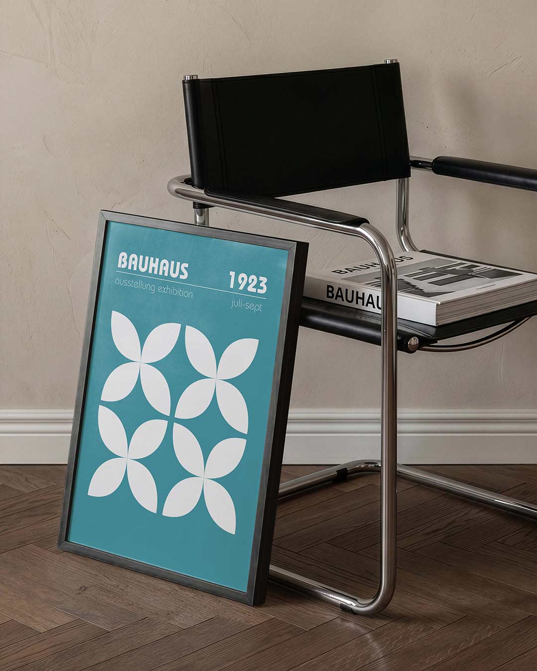 Vormritme en kleur – staande Bauhaus poster voor aan de muur