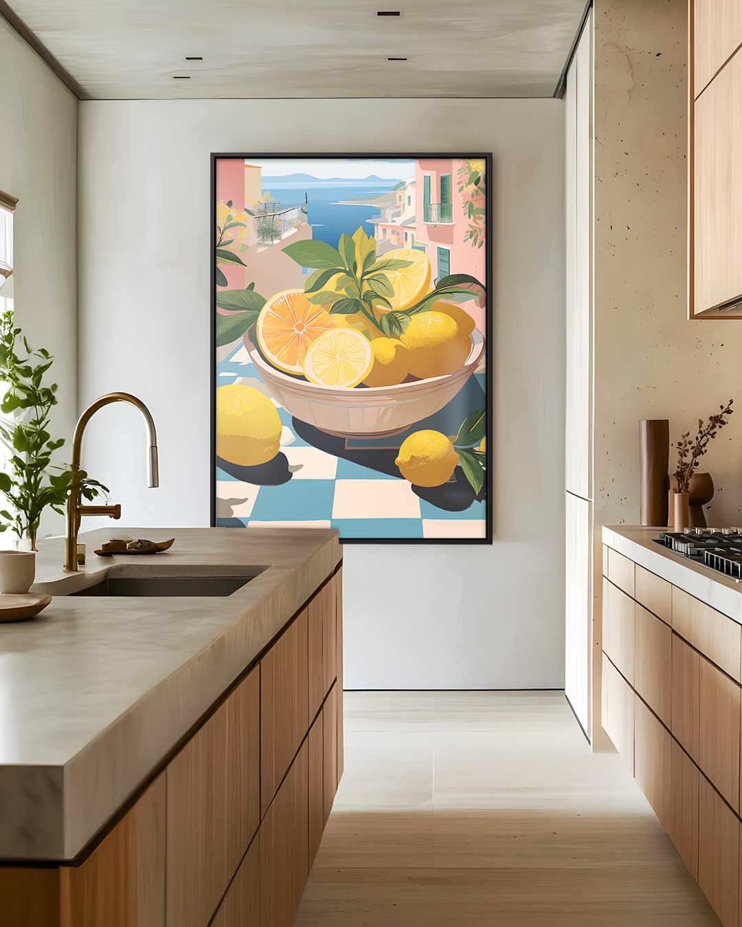 Zonnige Citrus Escapade – staand kunstwerk voor modern interieur
