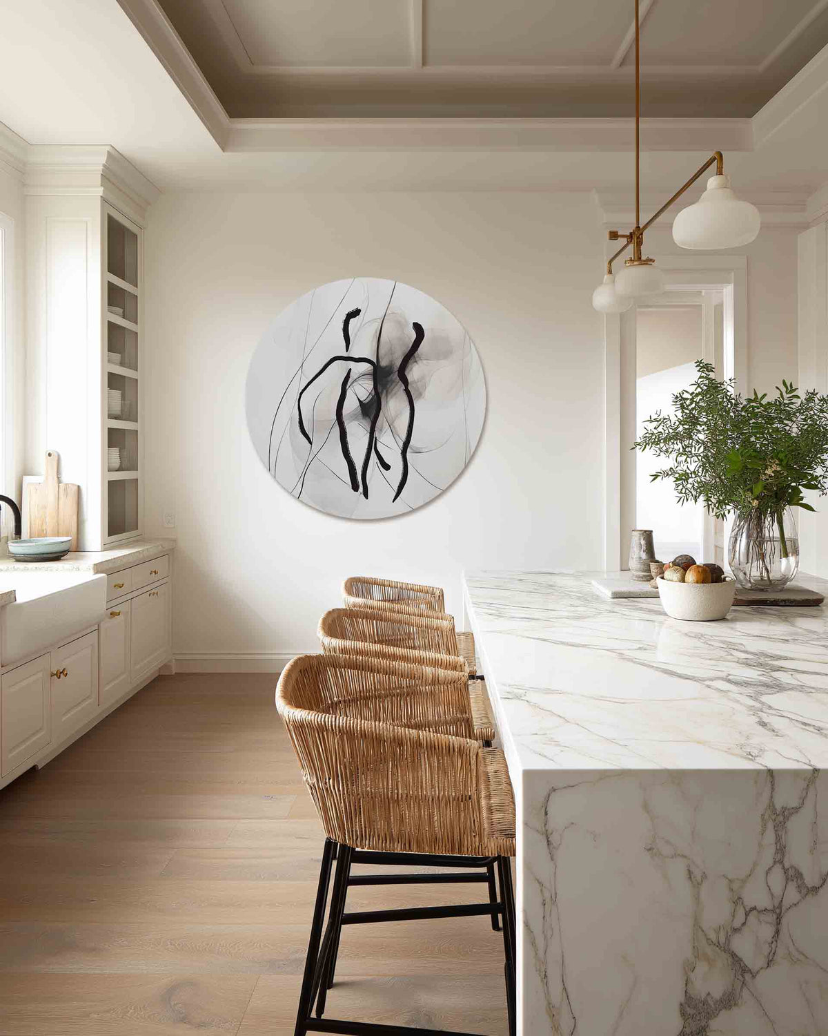 Abstracte lijnen – abstracte muurcirkel als ronde wanddecoratie