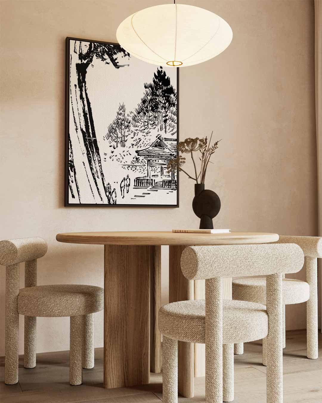 Zen Bos Tempel Illustratie – staand kunstwerk voor modern interieur