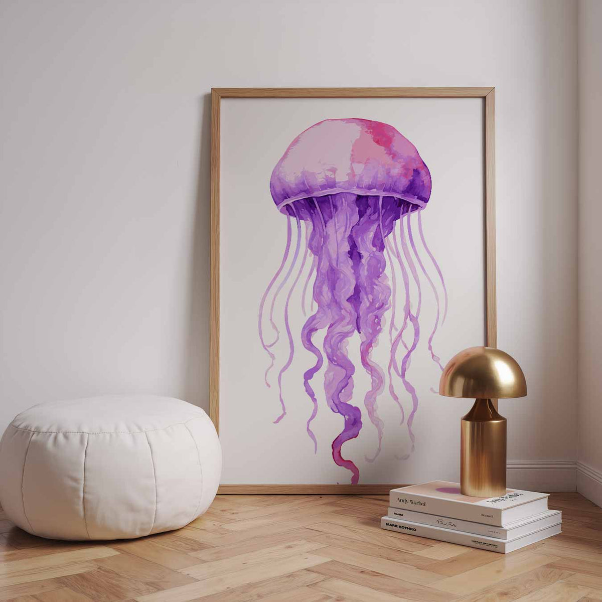 Dromerige Kwal Schilderij – dierenillustratie als portret poster