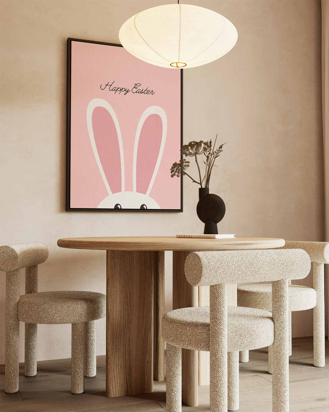 Vrolijke Paashaas Poster – canvas wanddecoratie in portret formaat