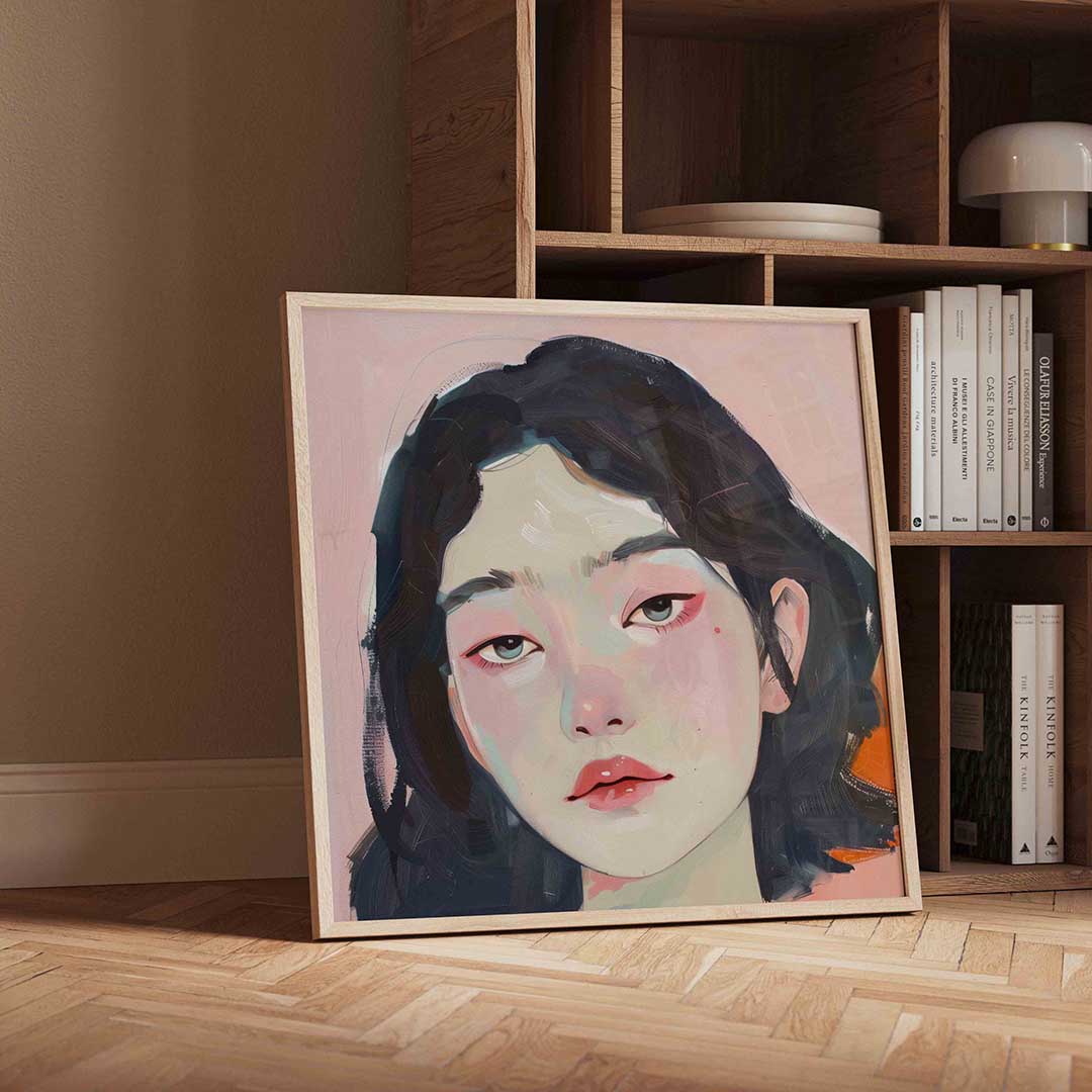 Portret van vrouw – moderne wandkunst als vierkante poster