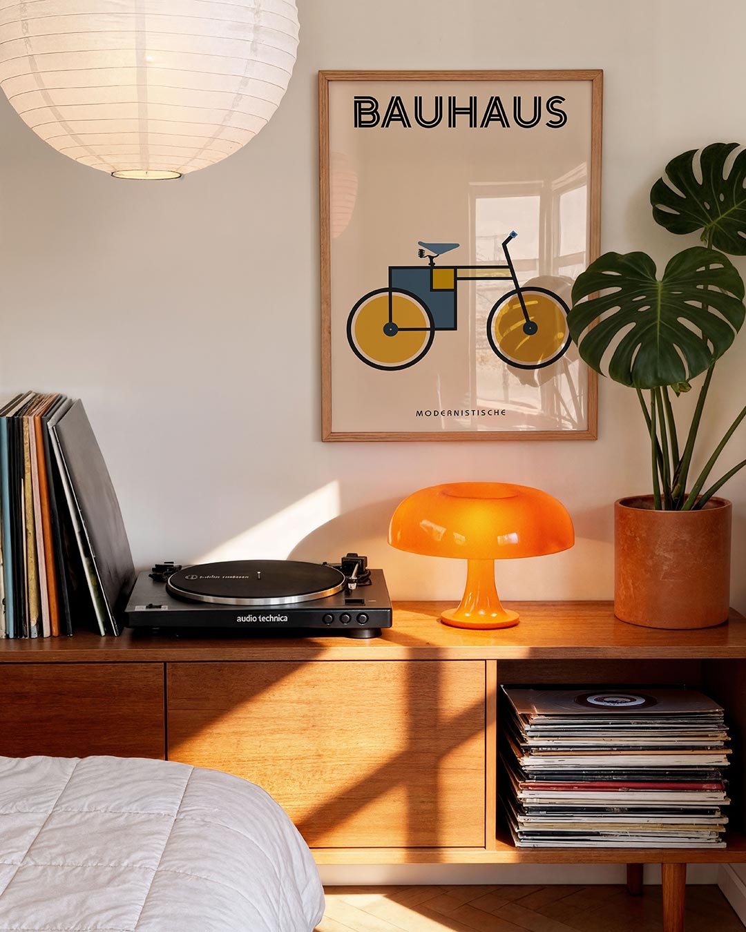 Fietsvorm en kleur – moderne Bauhaus wandkunst als poster