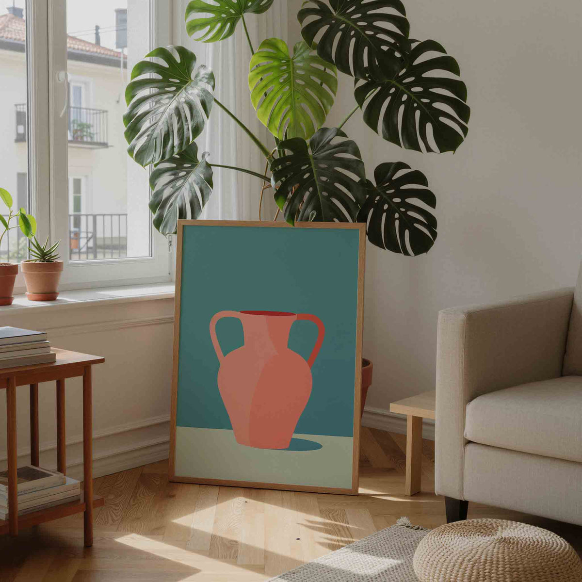Vaas met handvatten – moderne illustratie als portret poster