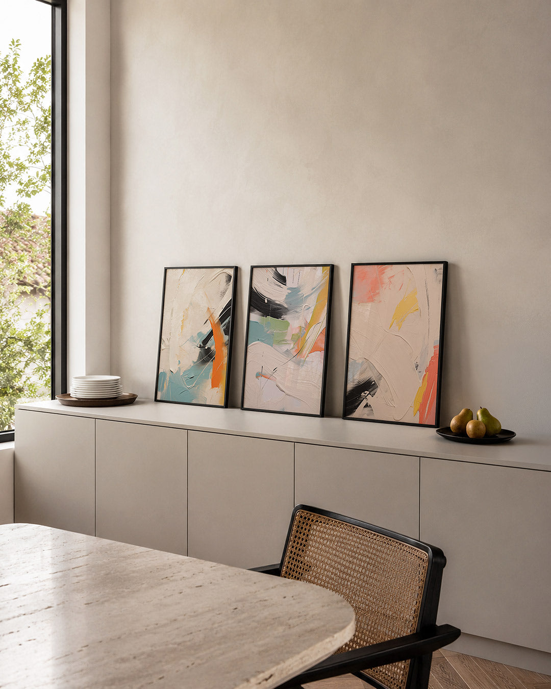 Abstract – een abstracte posterset met donkere tinten en een rustige visuele opbouw – weergave 4