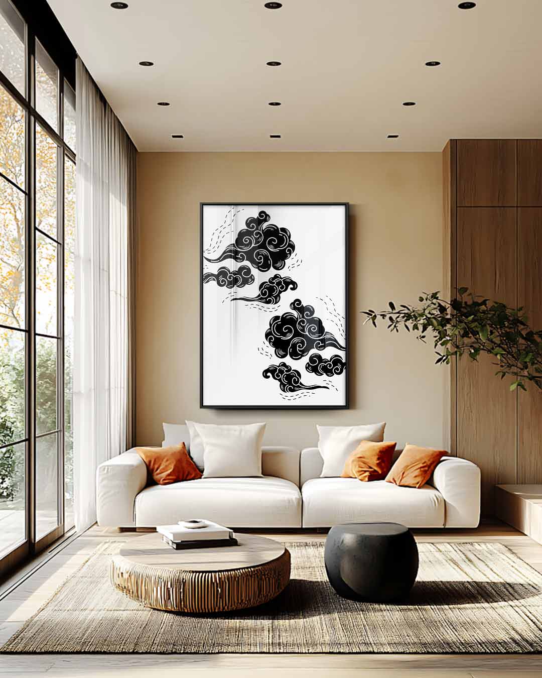 Dromerige Wolkenprint – plexiglas wanddecoratie in portret formaat