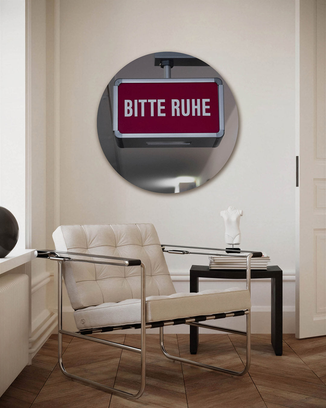 Bitte Ruhe – fotografie muurcirkel als ronde wanddecoratie