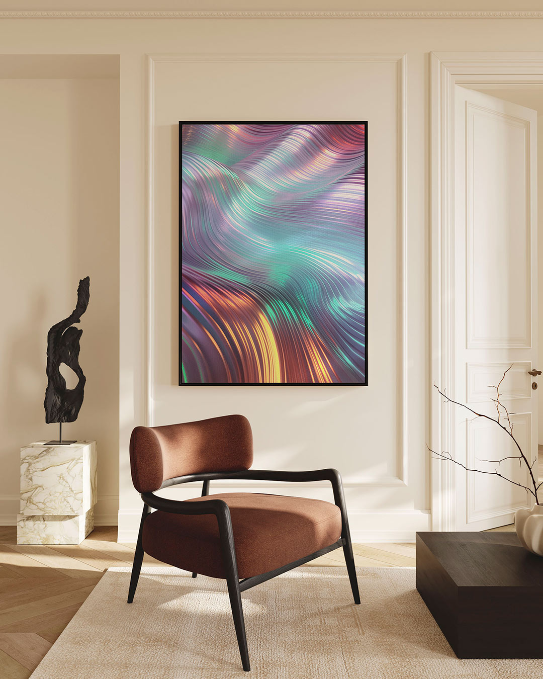 Golvende kleuren – Glanzende – staande wanddecoratie