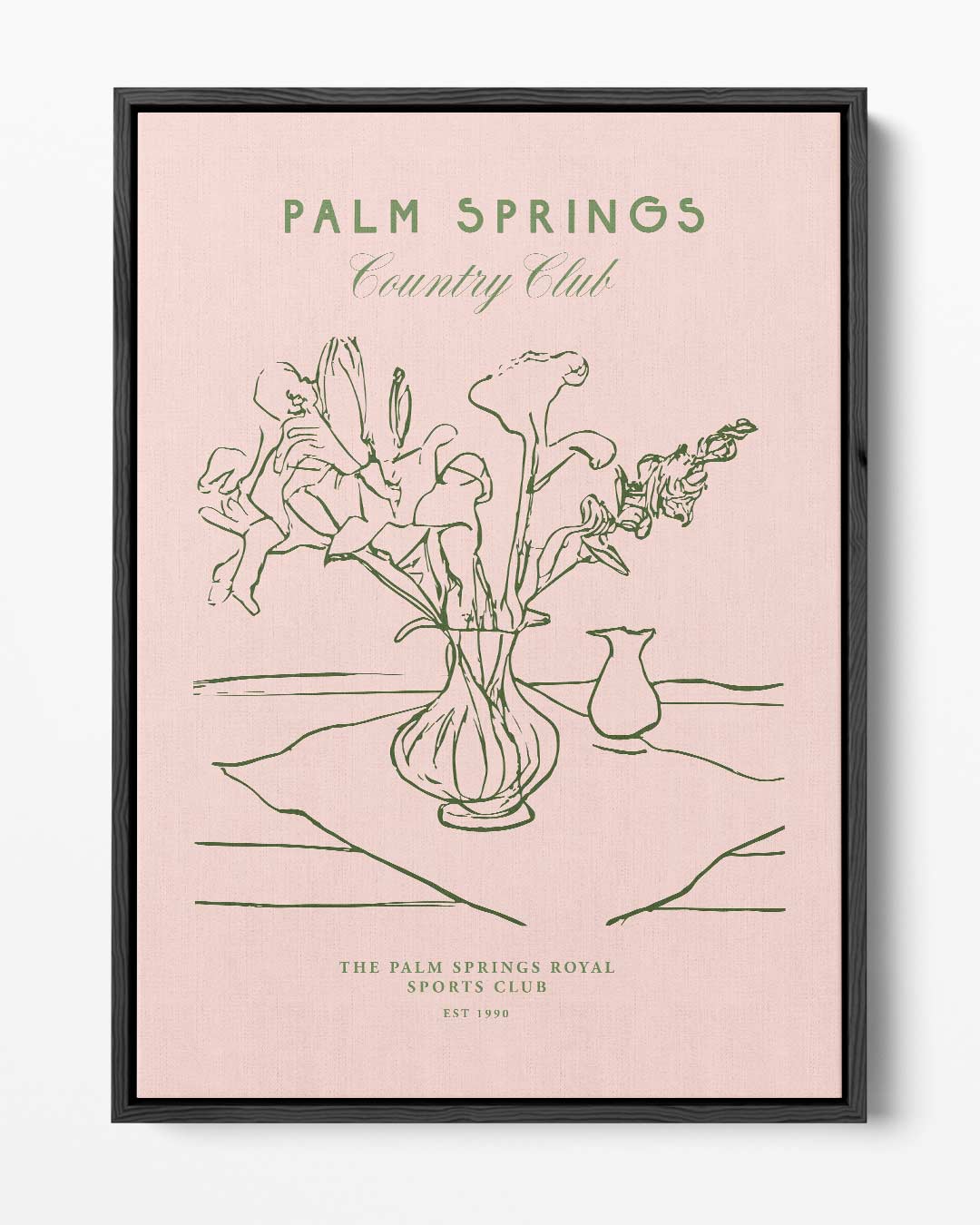 Palm Springs Country Club Bloemenprint – portret kunstwerk als wanddecoratie