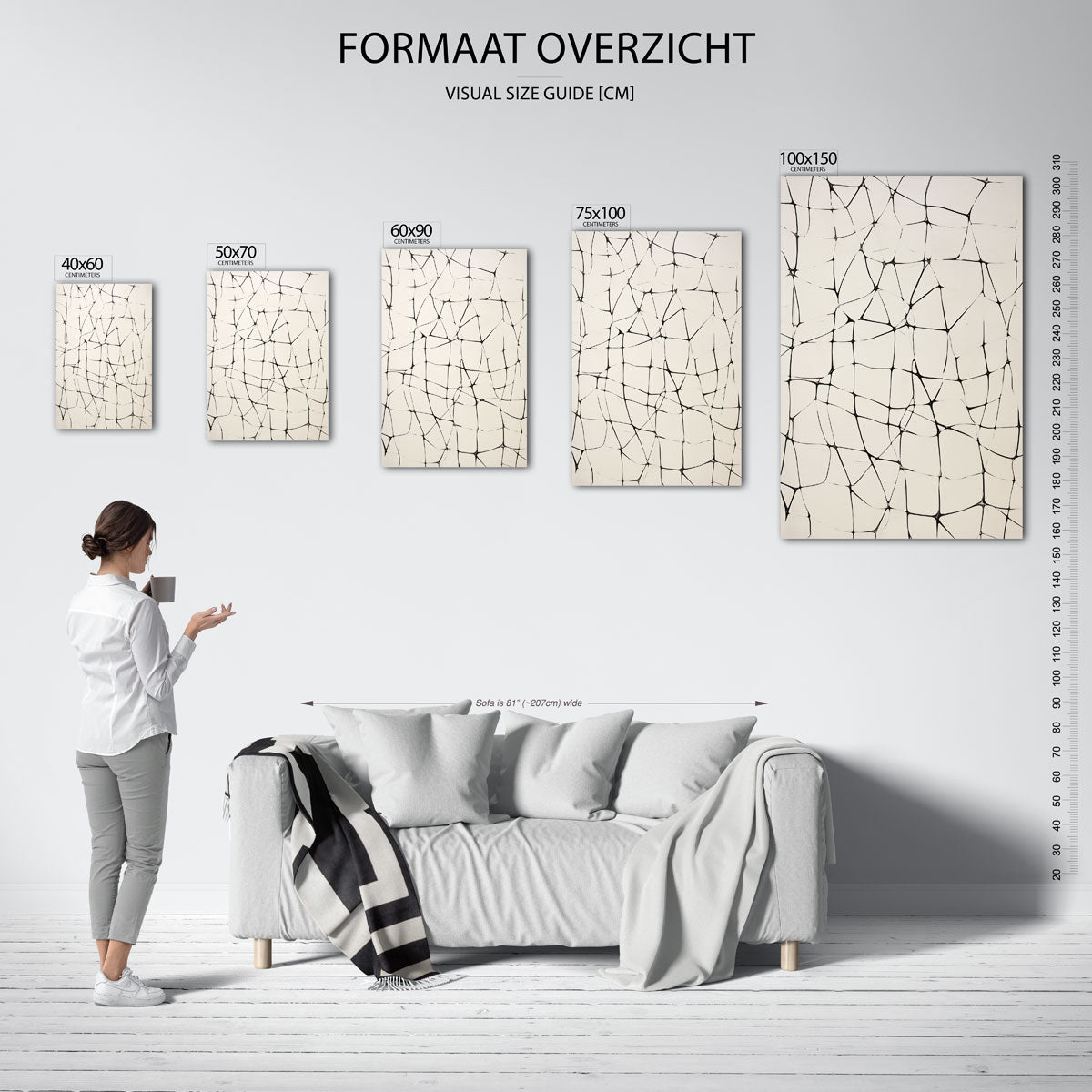 Organische lijnstructuren – staand wanddecoratie kunstwerk
