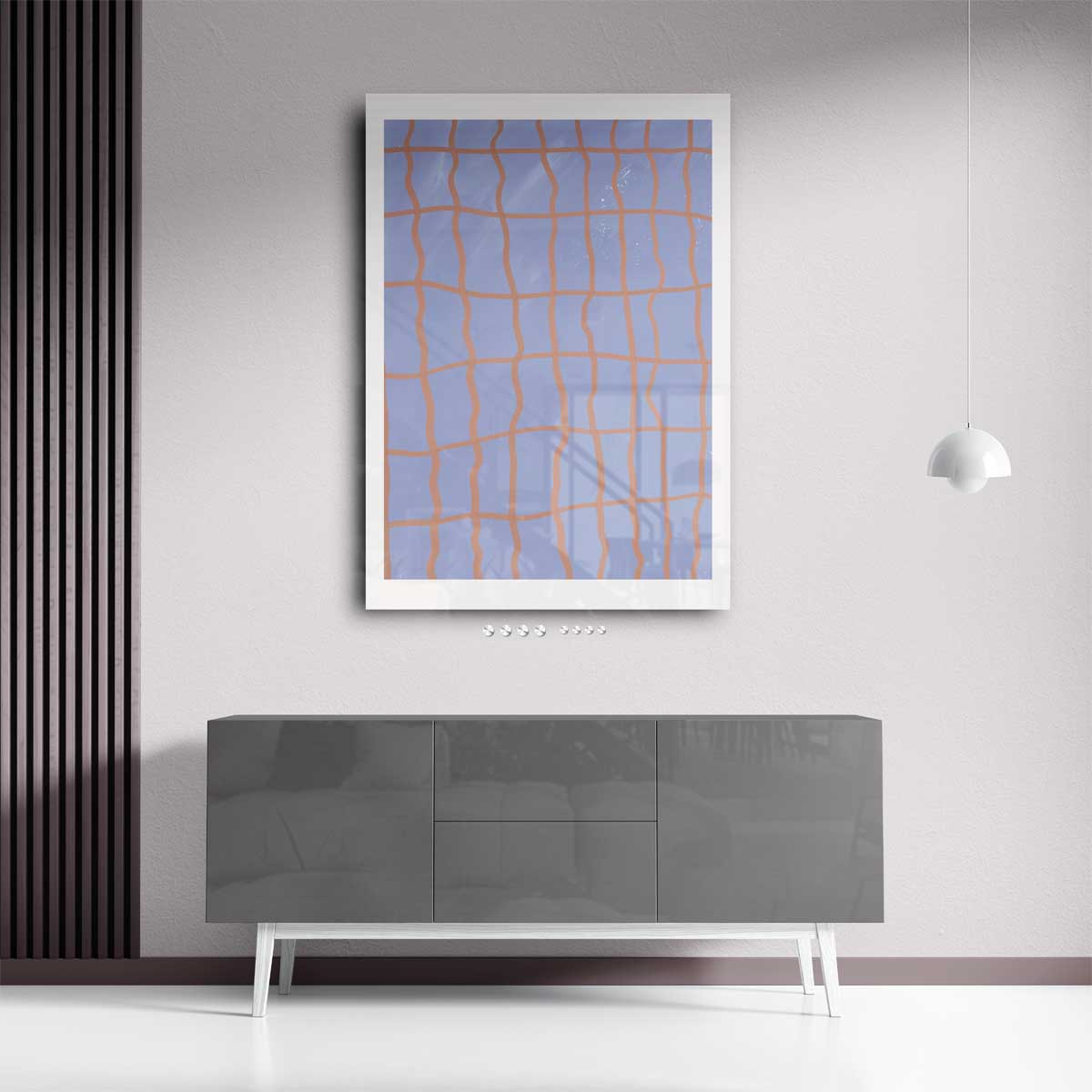 Speels Blauwe Abstractie – staand kunstwerk voor modern interieur