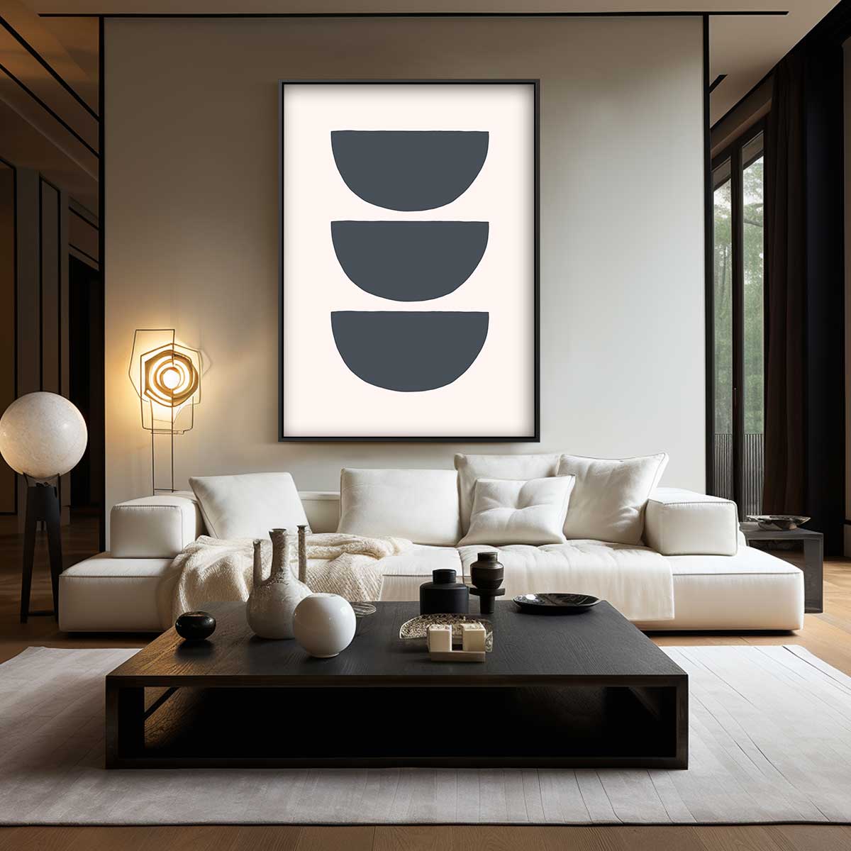 Minimalistisch Drie-Lagen Kunstwerk – staand kunstwerk voor modern interieur