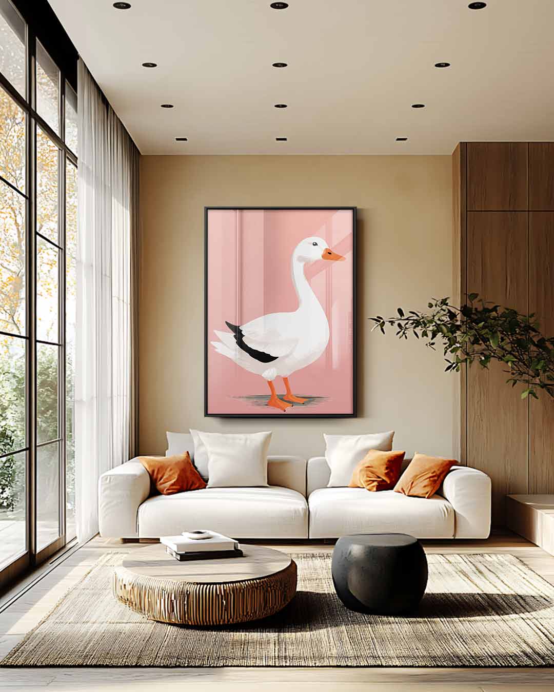 Stijlvolle Witte Gans Illustratie – modern portret kunstwerk van WallArtistic