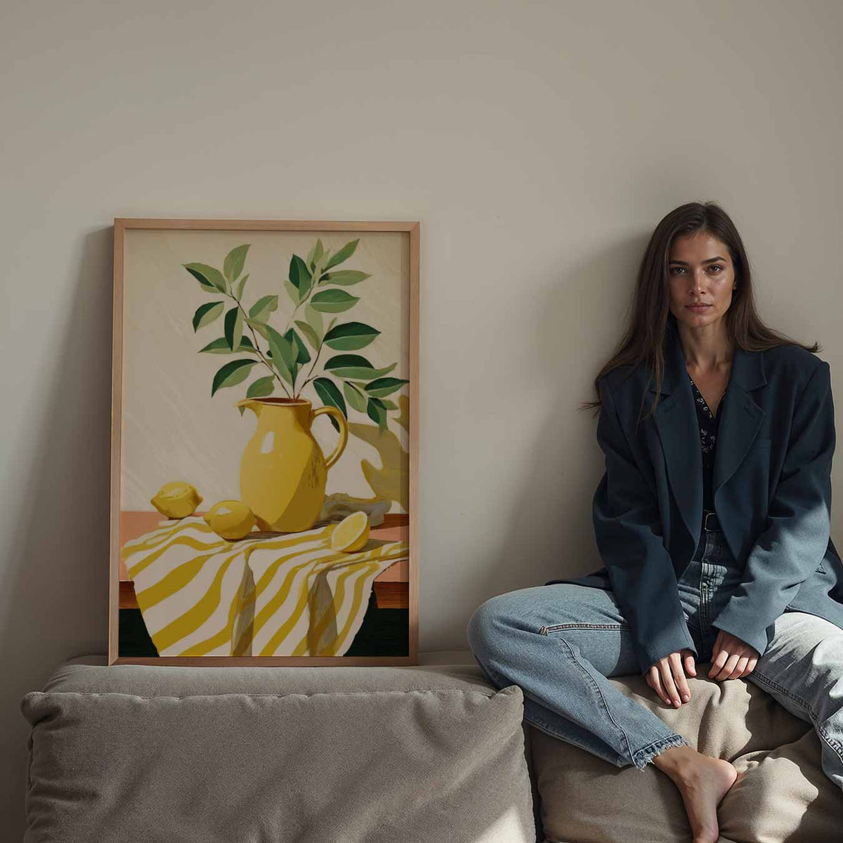 Zonnige Citroen Stilleven – staande keuken wanddecoratie van WallArtistic