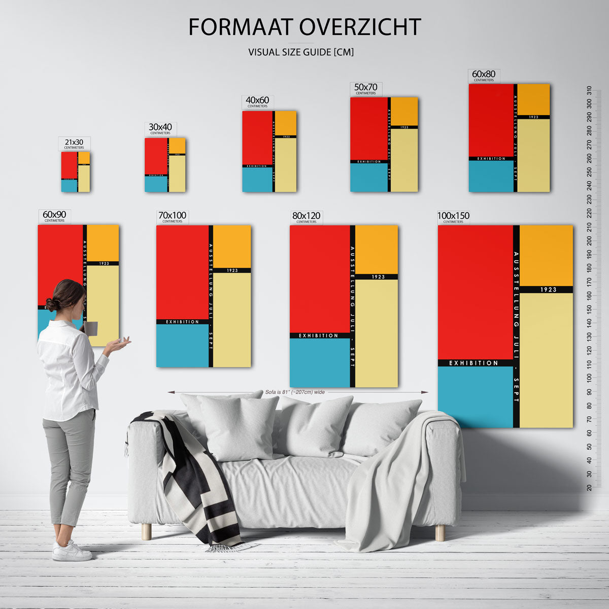 Vlakverdeling en kleur – geometrische poster in Bauhaus-stijl van WallArtistic
