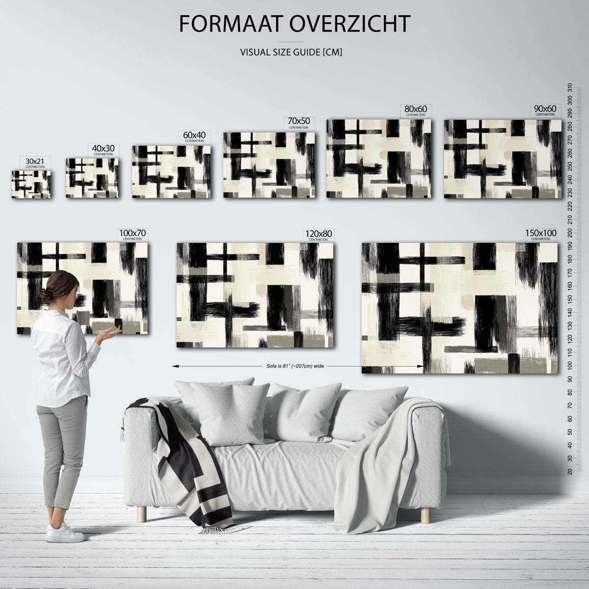 Abstracte lijnen – liggende muurposter met abstracte vormen