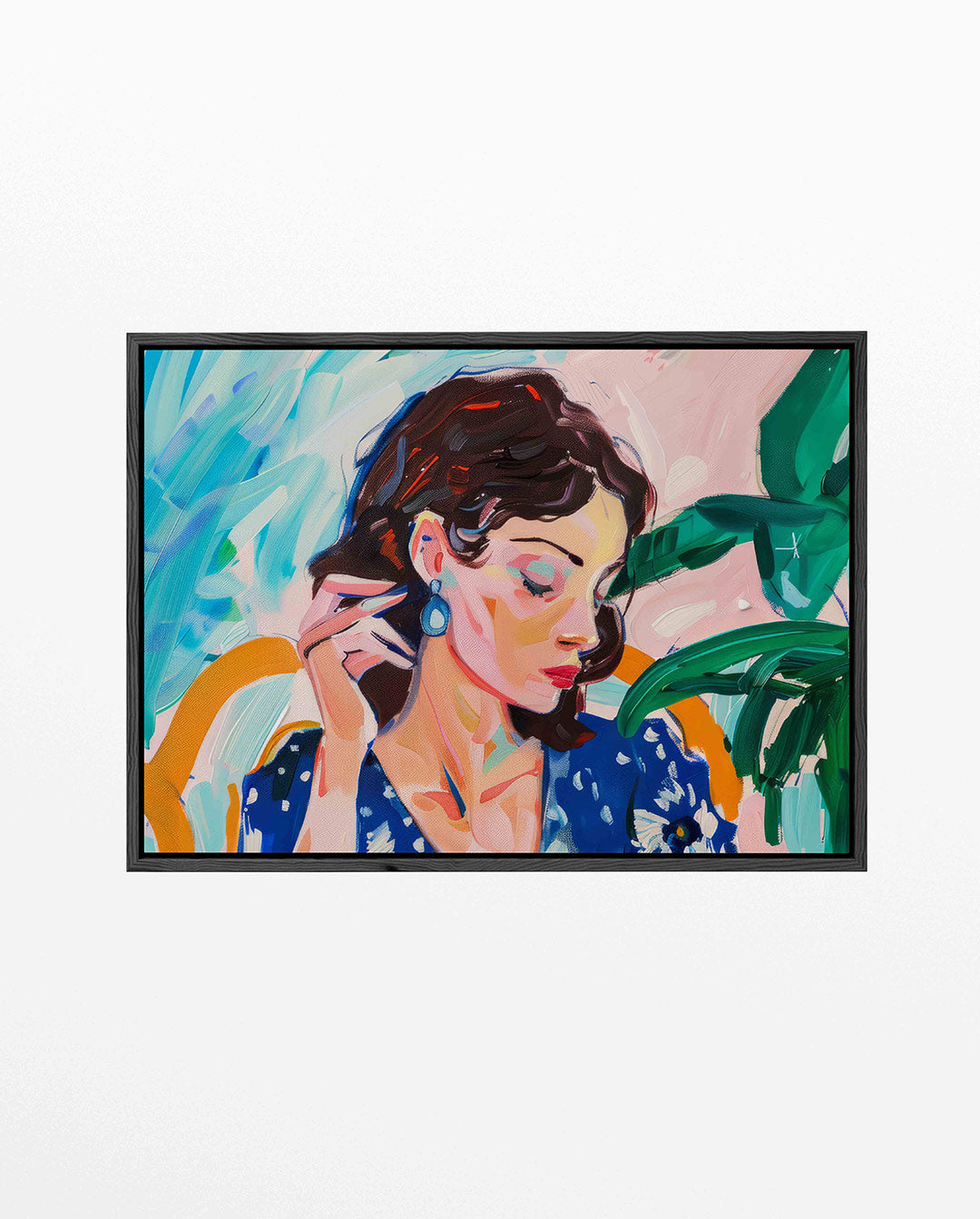 Vrouwelijk portret kleurrijk – Vrouwelijk – liggend portret kunstwerk