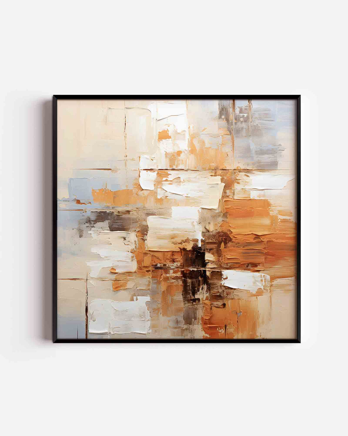 Abstracte beige en oranje – abstracte textuur vierkante poster als wanddecoratie