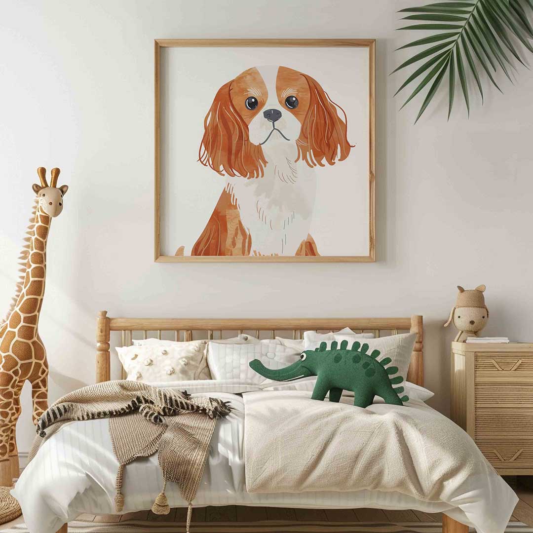 Hond met lange oren – vierkante kinderkamer wanddecoratie van WallArtistic