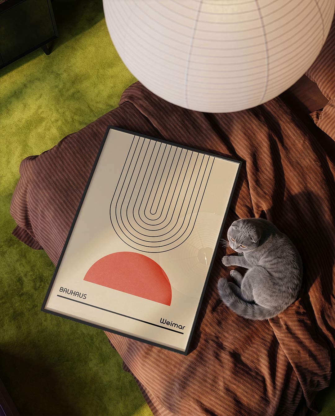 Lijnen en halfrond – moderne Bauhaus wandkunst als poster