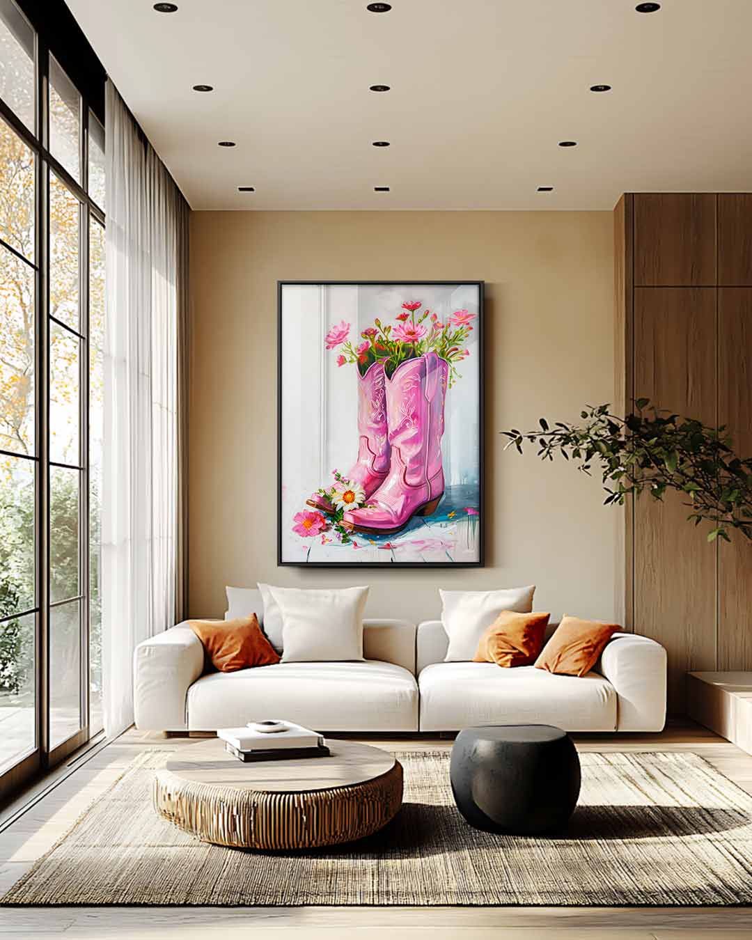 Bloemenlaarzen Kunstwerk – plexiglas wanddecoratie in portret formaat