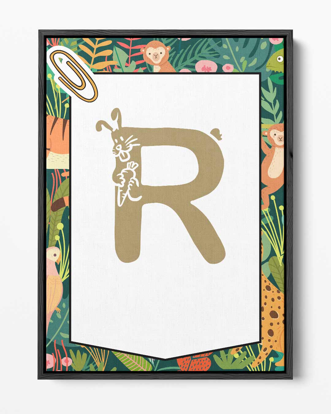 Jungle Alfabet Poster - Letter R – portret kunstwerk als wanddecoratie