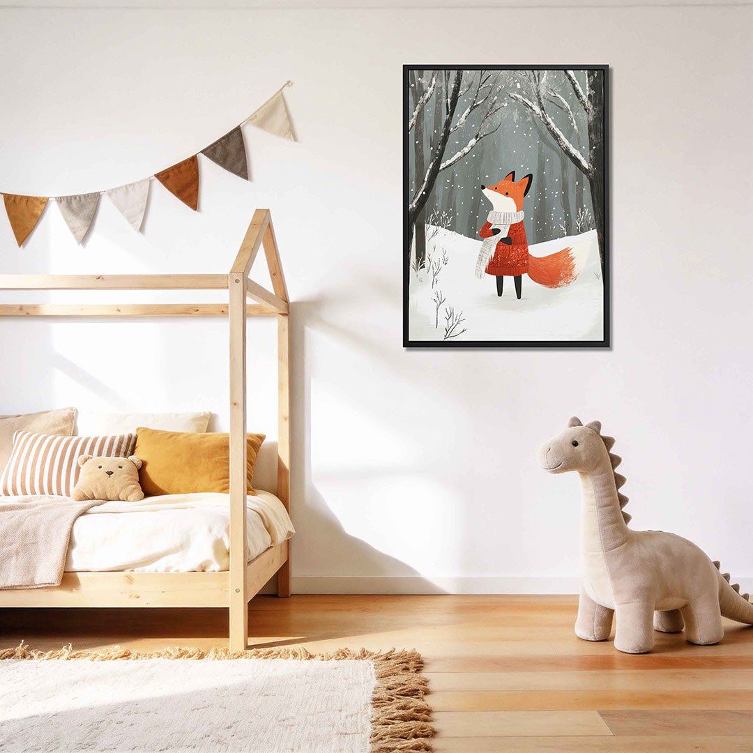 Vos in winterbos – kunstwerk als stijlvolle wanddecoratie