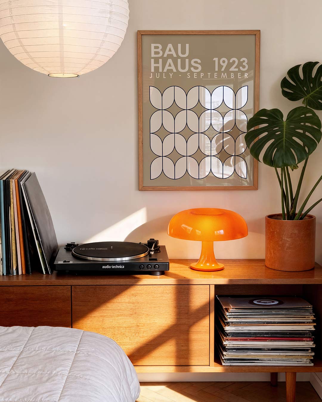 Vormritme en lijnen – geometrische Bauhaus poster in staand formaat