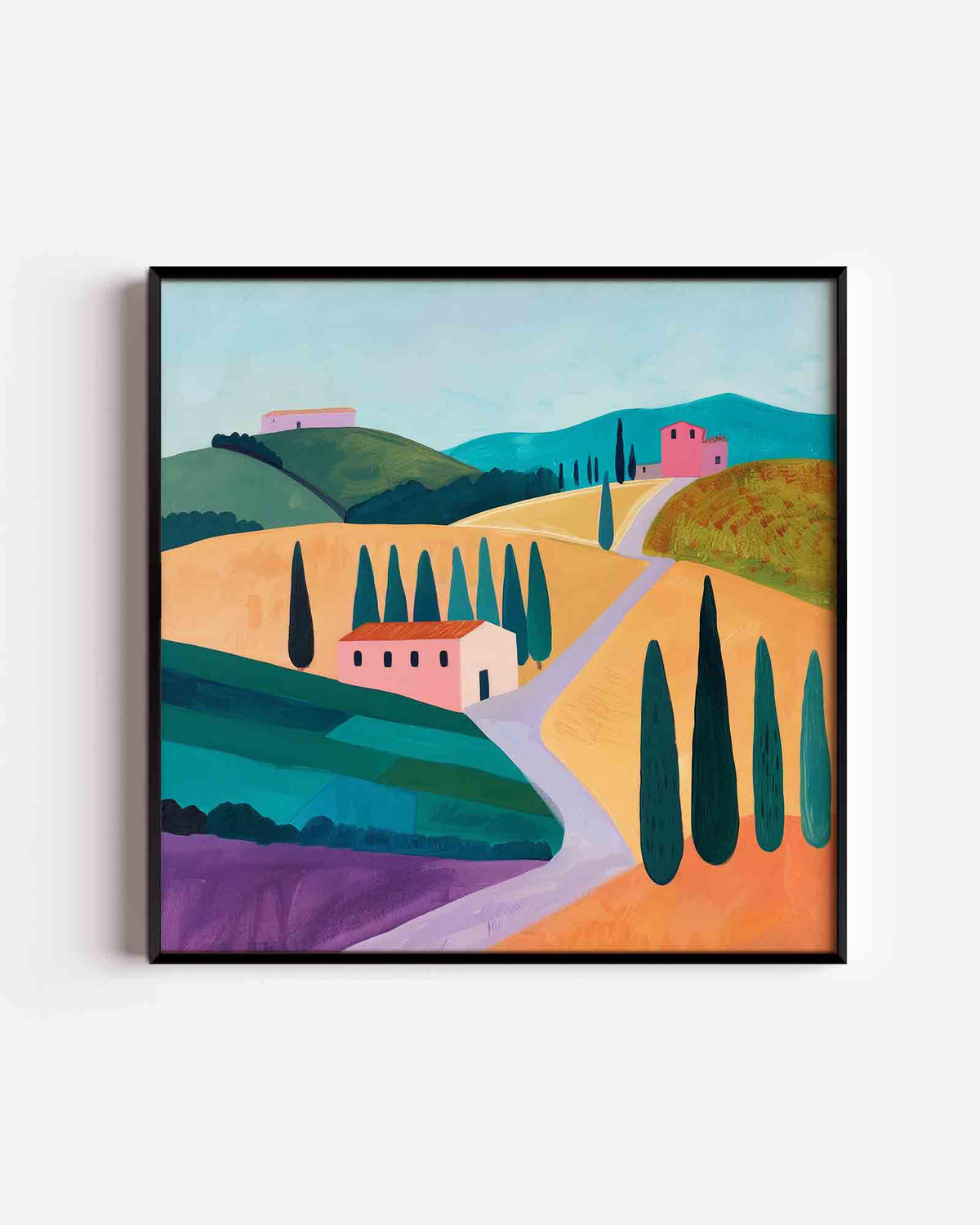 Landschap met cipressen – design vierkante poster als wanddecoratie