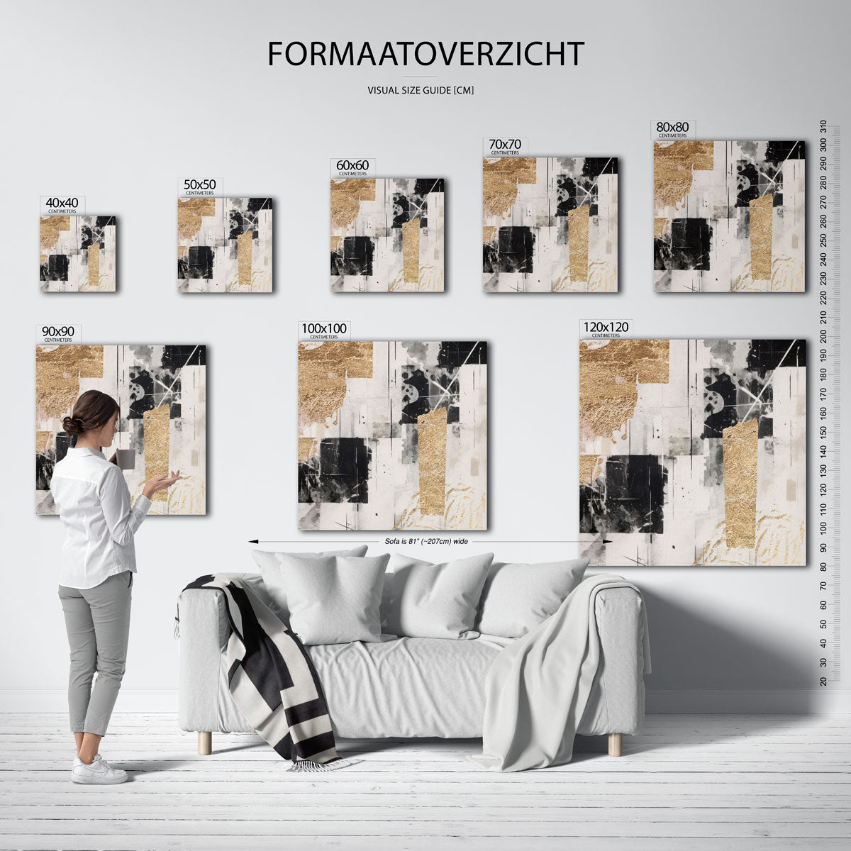 Abstracte vormen – vierkante muurposter met zachte abstracte vormen
