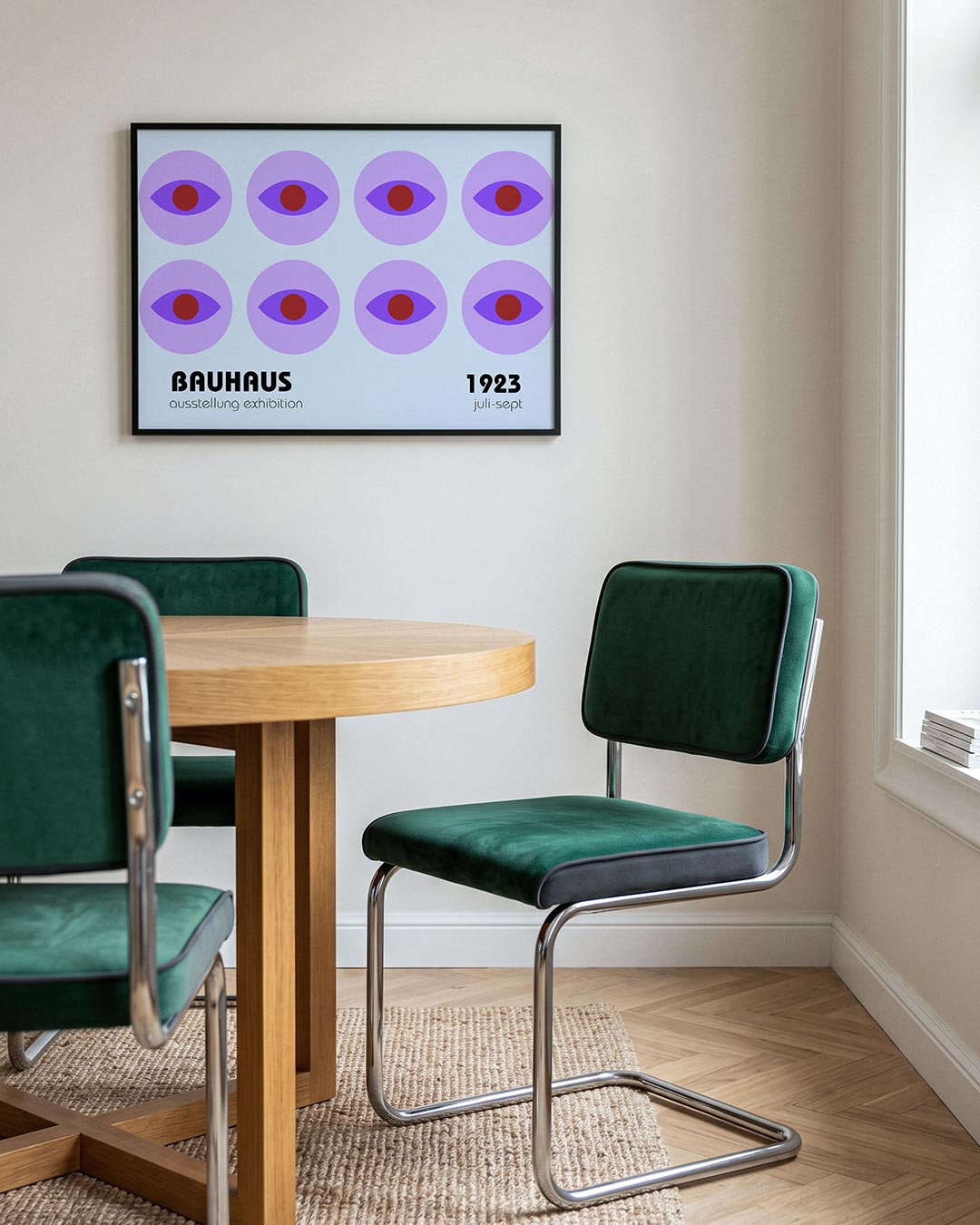 Oogvormen en ritme – liggende Bauhaus poster voor aan de muur
