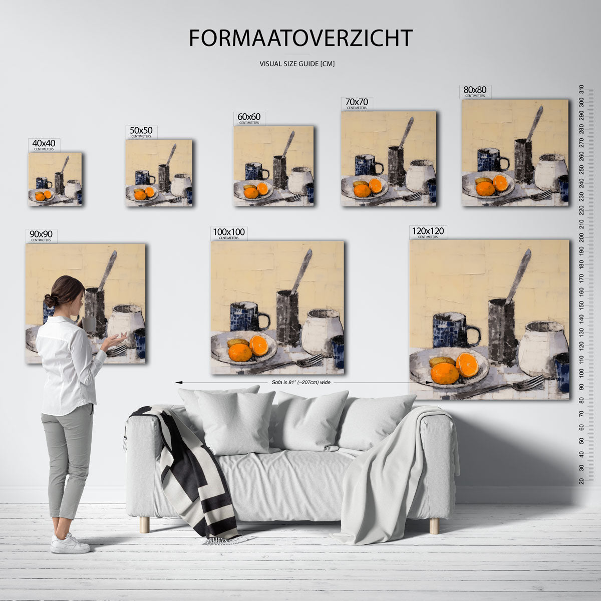 Stilleven met sinaasappels – vierkante muurposter voor keuken of eethoek
