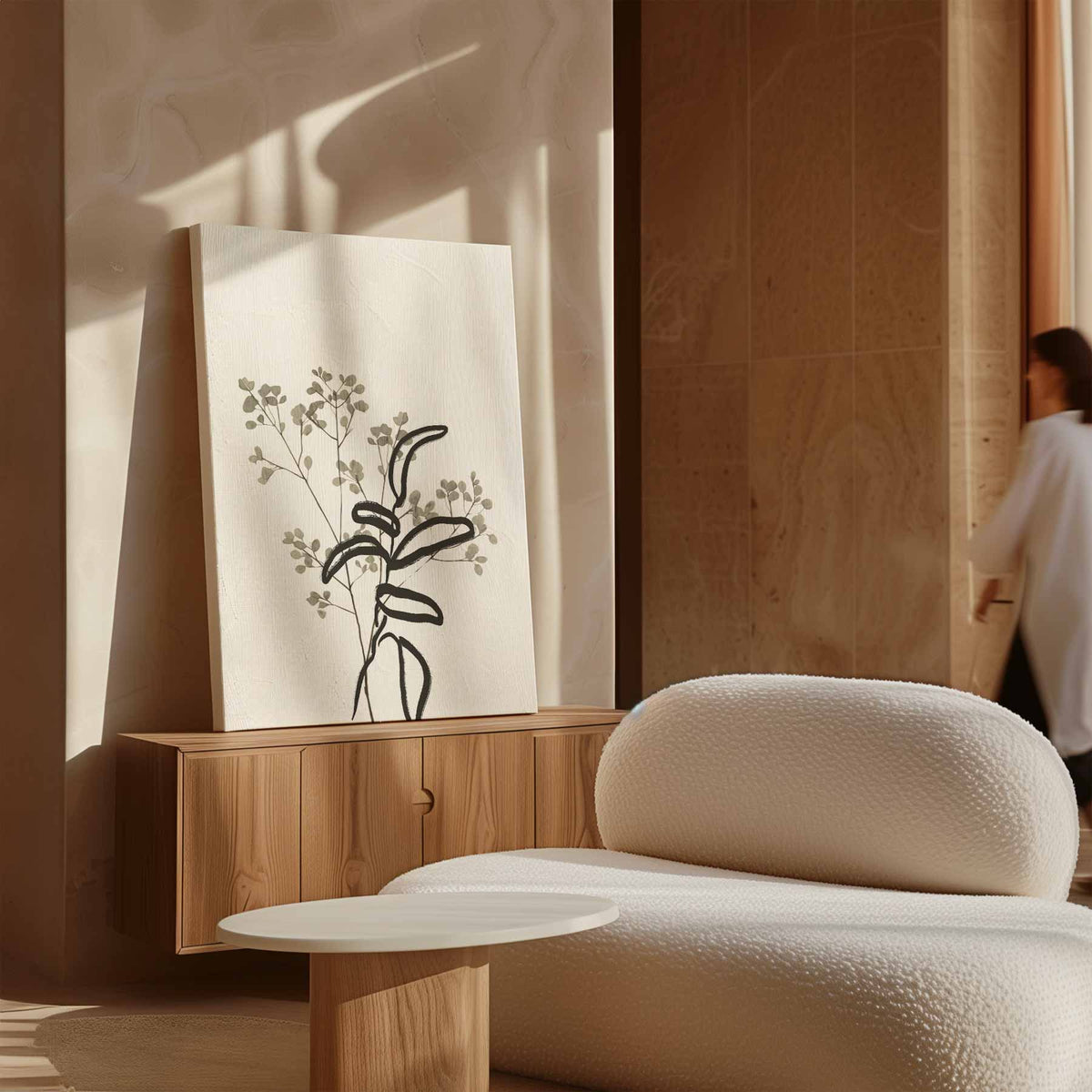 Minimalistische Botanische Illustratie – dibond wanddecoratie in staand formaat