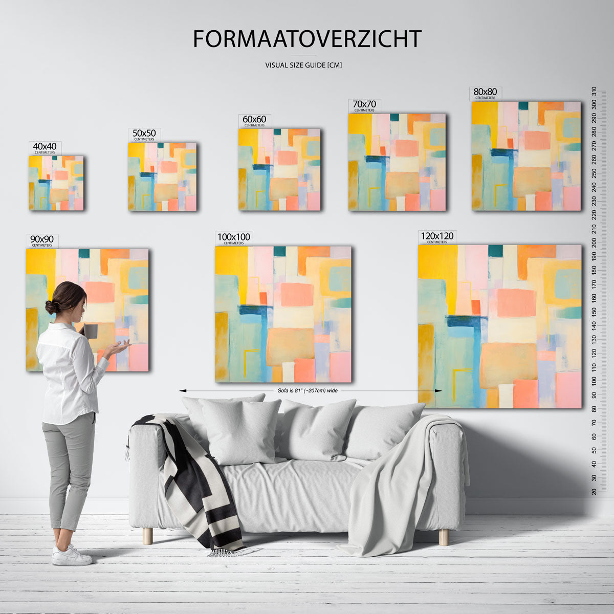 Abstracte rechthoeken – vierkante muurposter met kleurrijke illustratie