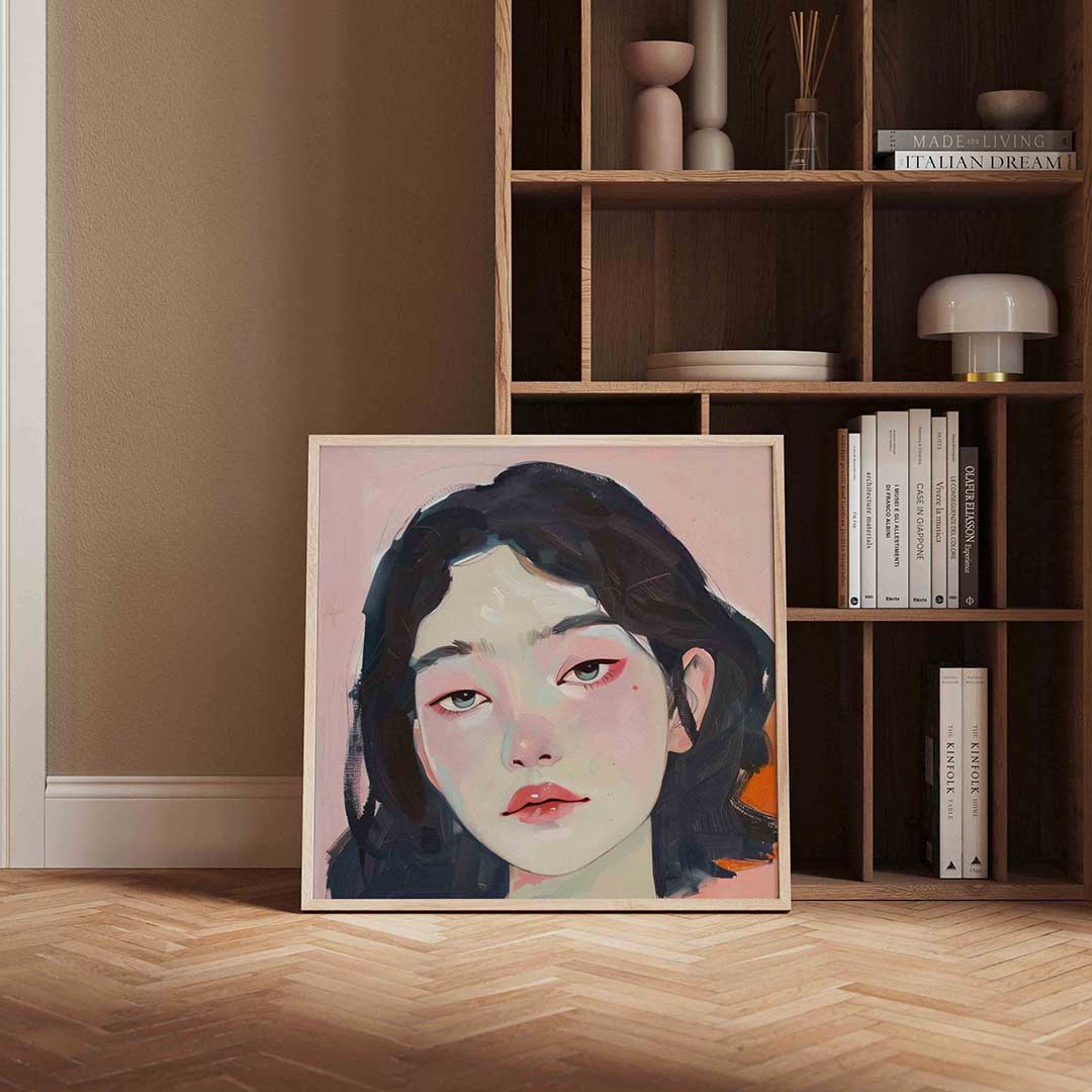 Portret van vrouw – vierkante design wanddecoratie van WallArtistic