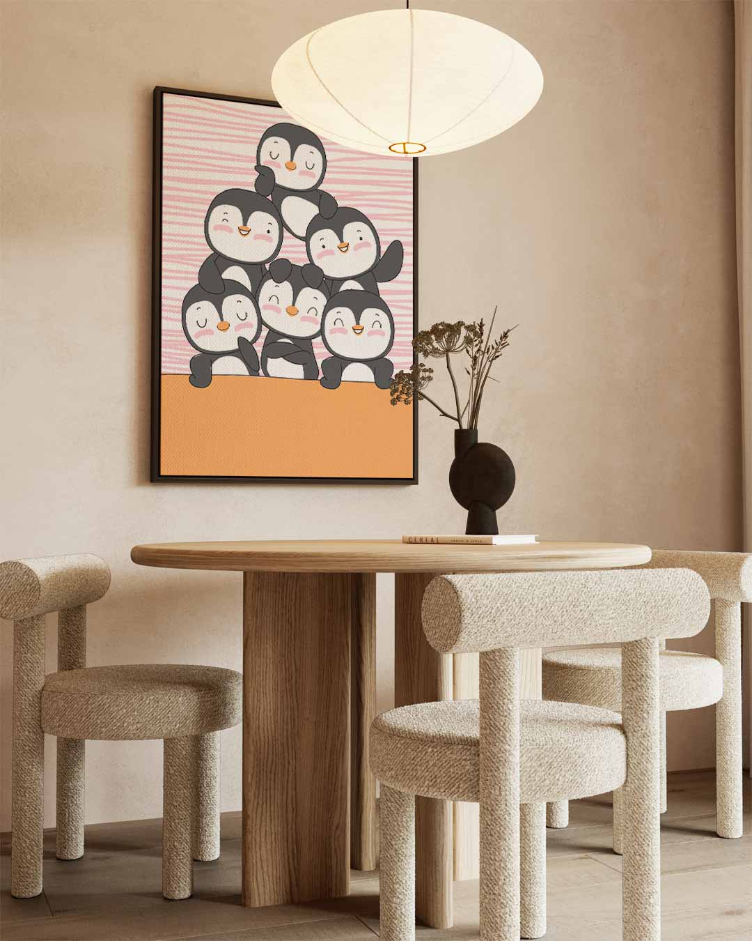 Vrolijke Pinguïn Vriendjes – staand kunstwerk voor modern interieur