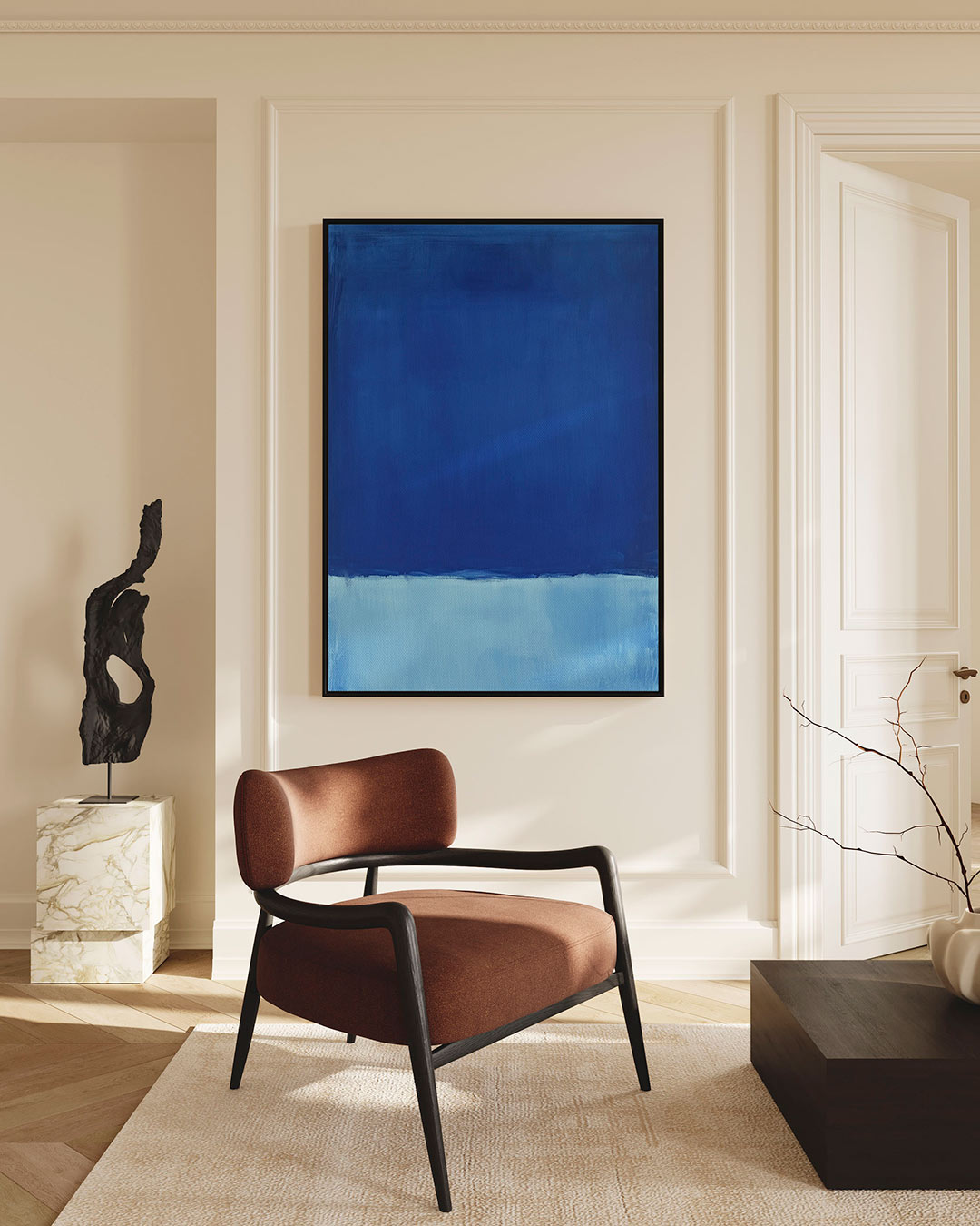Blauwe harmonie – staand wanddecoratie kunstwerk