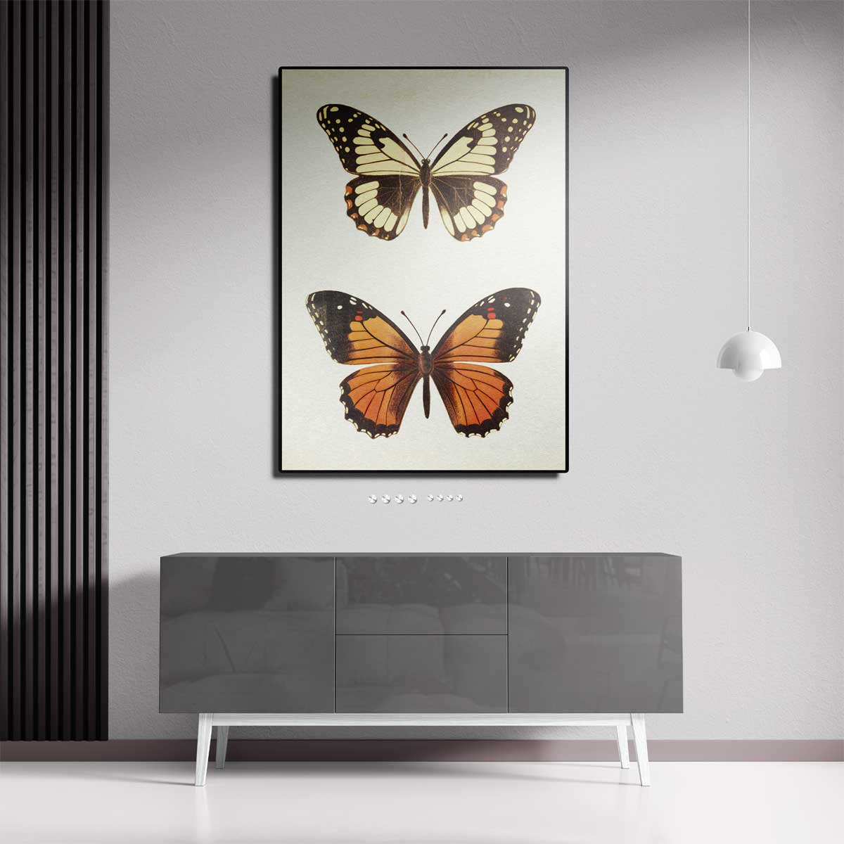 Vintage Vlinder Illustratie – staande wandkunst voor woonkamer of interieur