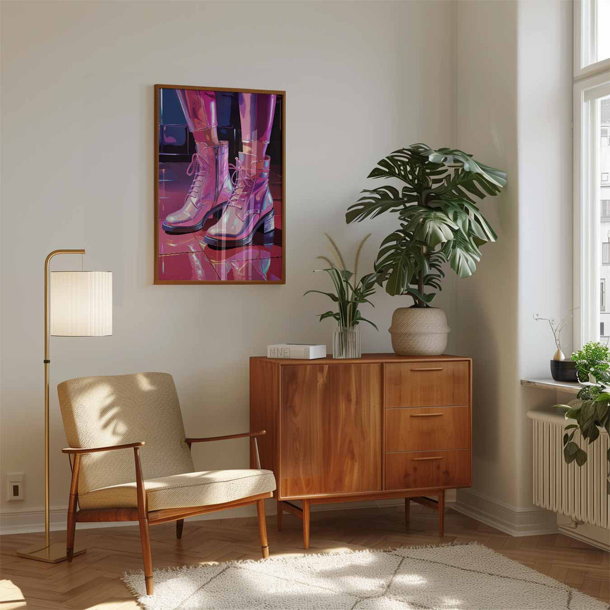 Trendy Roze Enkellaarzen – staande muurposter met zomerse uitstraling