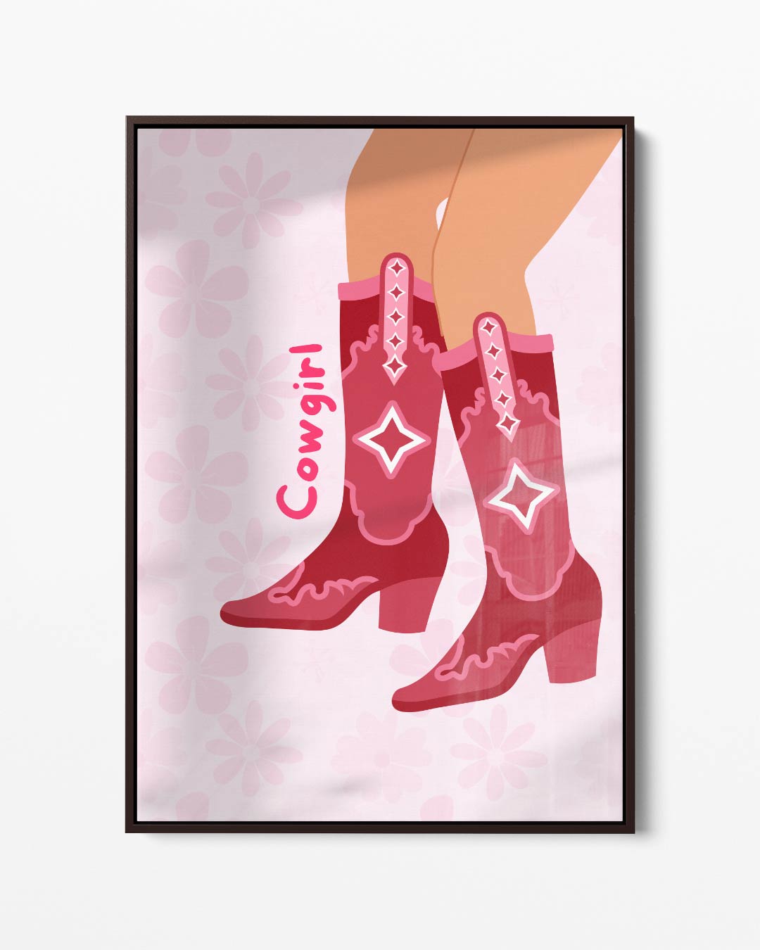 Stoere Cowgirl Laarzen Print – portret kunstwerk als wanddecoratie