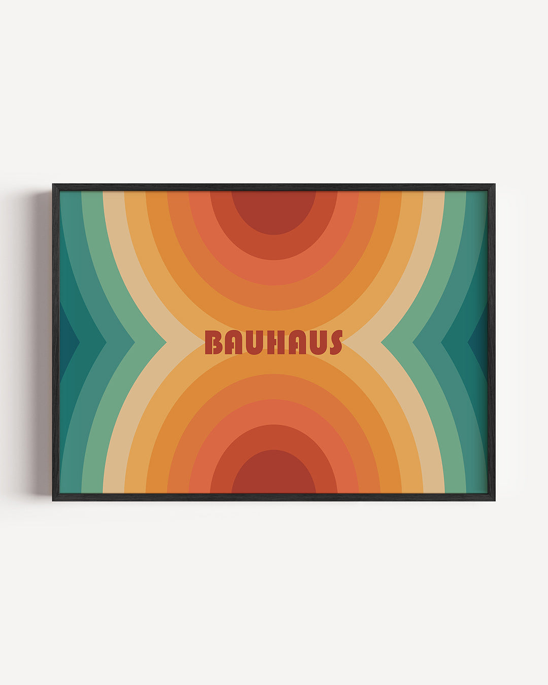 Kleurrijke cirkelpatronen – liggende Bauhaus poster als wanddecoratie