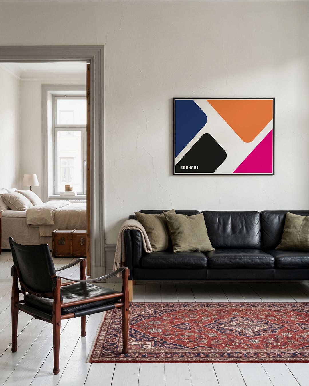 Vorm en kleurvlakken – geometrische Bauhaus poster in liggend formaat