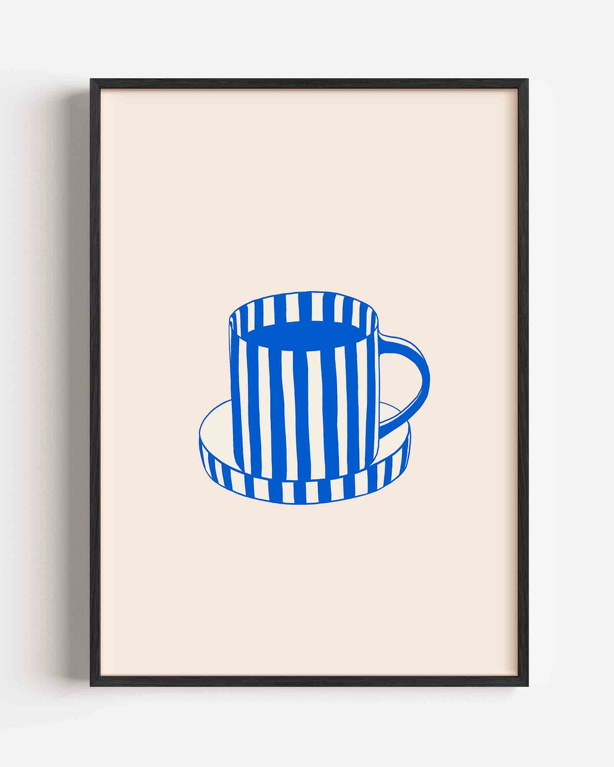 Gestreepte kop en schotel – Slow Living portret poster als wanddecoratie