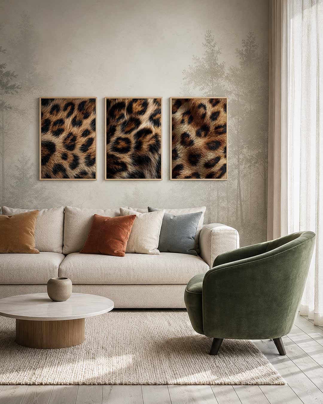 Vlekken en textuur driedelige posterset – deze driedelige postercombinatie toont een levendig patroon