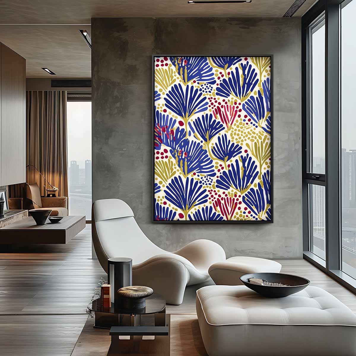 Boho bladerenpatroon – canvas wanddecoratie in portret formaat